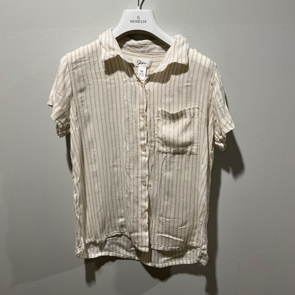 Japna Striped Button Front Blouse – Women’s Medium – 100% Rayon